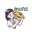 オン眉女の子のスタンプ2（個別スタンプ：1）