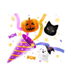 黒猫のハロウィン*かぼちゃとおばけ（個別スタンプ：16）