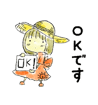 むぎわら帽子の女の子と仲間たち（個別スタンプ：2）