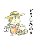 むぎわら帽子の女の子と仲間たち（個別スタンプ：9）
