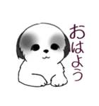 Stickers_Shih Tzu_i シーズースタンプ白黒（個別スタンプ：1）