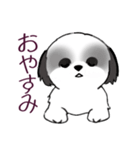 Stickers_Shih Tzu_i シーズースタンプ白黒（個別スタンプ：4）