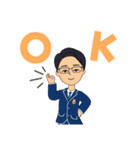 毎日理系メガネ男子（紺スーツ）（個別スタンプ：1）