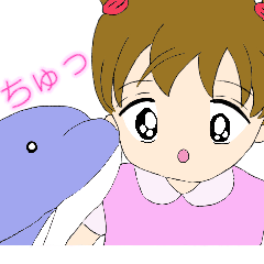 [LINEスタンプ] イルカと女の子が仲良くスタンプに登場