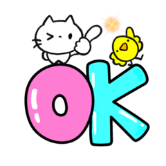 [LINEスタンプ] でか文字☆しろねこ☆でぶぴよ