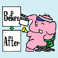 [LINEスタンプ] ピンクの象さん（Befroe→After）