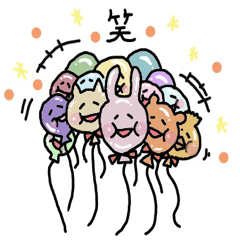 [LINEスタンプ] ふうせん_うさぎ