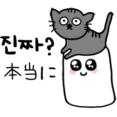 [LINEスタンプ] [韓国語+日本語] マシュマロと猫