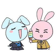 [LINEスタンプ] 赤色うさぎと青色うさぎの日々