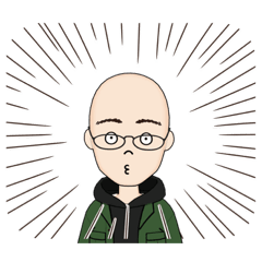 [LINEスタンプ] ハゲでスキンヘッドなメガネさんの画像（メイン）