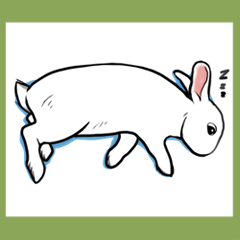 [LINEスタンプ] 青い家のうさぎ【修正版】