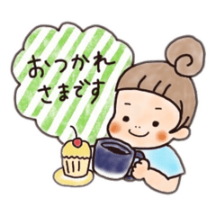 [LINEスタンプ] おだんご娘とシバ犬のゆる〜い日々
