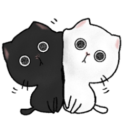 [LINEスタンプ] 白にゃん黒にゃん