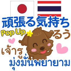 [LINEスタンプ] るぅ 頑張る気持ち Pop-up タイ語·日本語