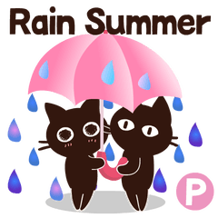 [LINEスタンプ] Popup大人かわいい絵本の猫6 [夏の雨]英語