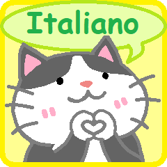 [LINEスタンプ] 黒に近いグレー猫のイタリア語会話