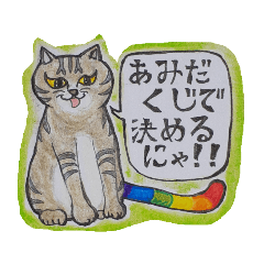 [LINEスタンプ] 3匹の虹尾猫(にじおねこ)とアミダクジ