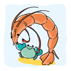 [LINEスタンプ] おおきいエビとちいさいカニ