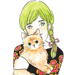 [LINEスタンプ] 猫と女の子の大人かわいいスタンプ by Kie