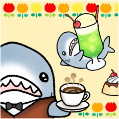 [LINEスタンプ] 昭和レトロの生活感のあるサメ