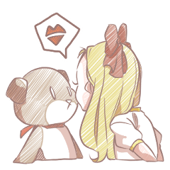 [LINEスタンプ] 女の子とクマのぬいぐるみ