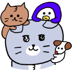 [LINEスタンプ] 灰色キャットのオノマトペ【猫】の画像（メイン）
