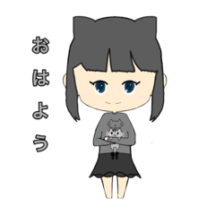 [LINEスタンプ] 女の子スタンプ(猫持ち)