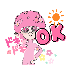 [LINEスタンプ] アフロピンクのギャグ襲