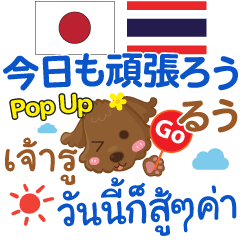 [LINEスタンプ] るぅ 今日も頑張ろうPop-up タイ語日本語