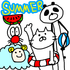 [LINEスタンプ] ゆる〜い落書きねこちゃんフレンズSUMMER改