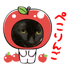 [LINEスタンプ] 黒猫一家〜りんごさんの巻〜