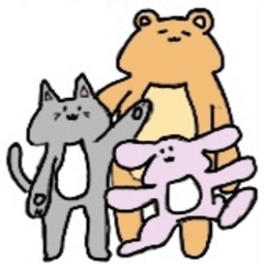 [LINEスタンプ] くま、うさぎ、ねこ