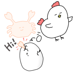 [LINEスタンプ] ニワトリがカニを産んだよー英語版