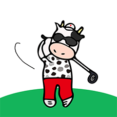 [LINEスタンプ] 【修正版】ゴルフ好きな牛さんの画像（メイン）