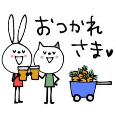 [LINEスタンプ] mottoのvRabbit × vCat