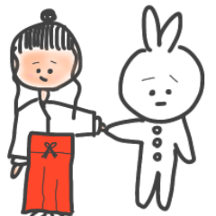 [LINEスタンプ] 困り顔うさぎと巫女ちゃん