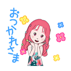 [LINEスタンプ] 赤髪の女