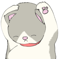 [LINEスタンプ] 大きい顔の猫たち