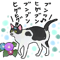 [LINEスタンプ] ヒゲねこと朝顔