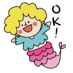 [LINEスタンプ] お茶目な 金髪 天然パーマ人魚 ニコ