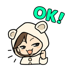 [LINEスタンプ] クマ耳パーカー女子のよく使うことば