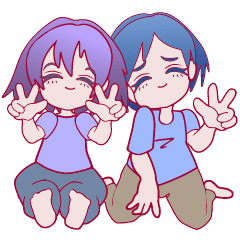 [LINEスタンプ] なかよし男の子と女の子