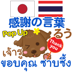 [LINEスタンプ] るぅ 感謝の言葉 Pop-up タイ語 日本語