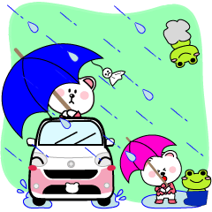 [LINEスタンプ] 車でお出かけ！白いくまくま ピンク②