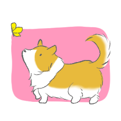 [LINEスタンプ] ふさふさしっぽのコーギーさん