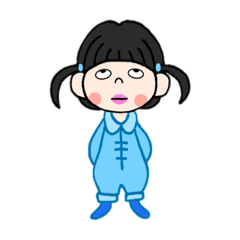 [LINEスタンプ] ショートカットの青い女の子