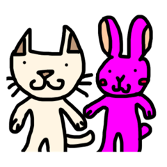 [LINEスタンプ] うす茶ねこと派手ぴんくうさぎ どっちも